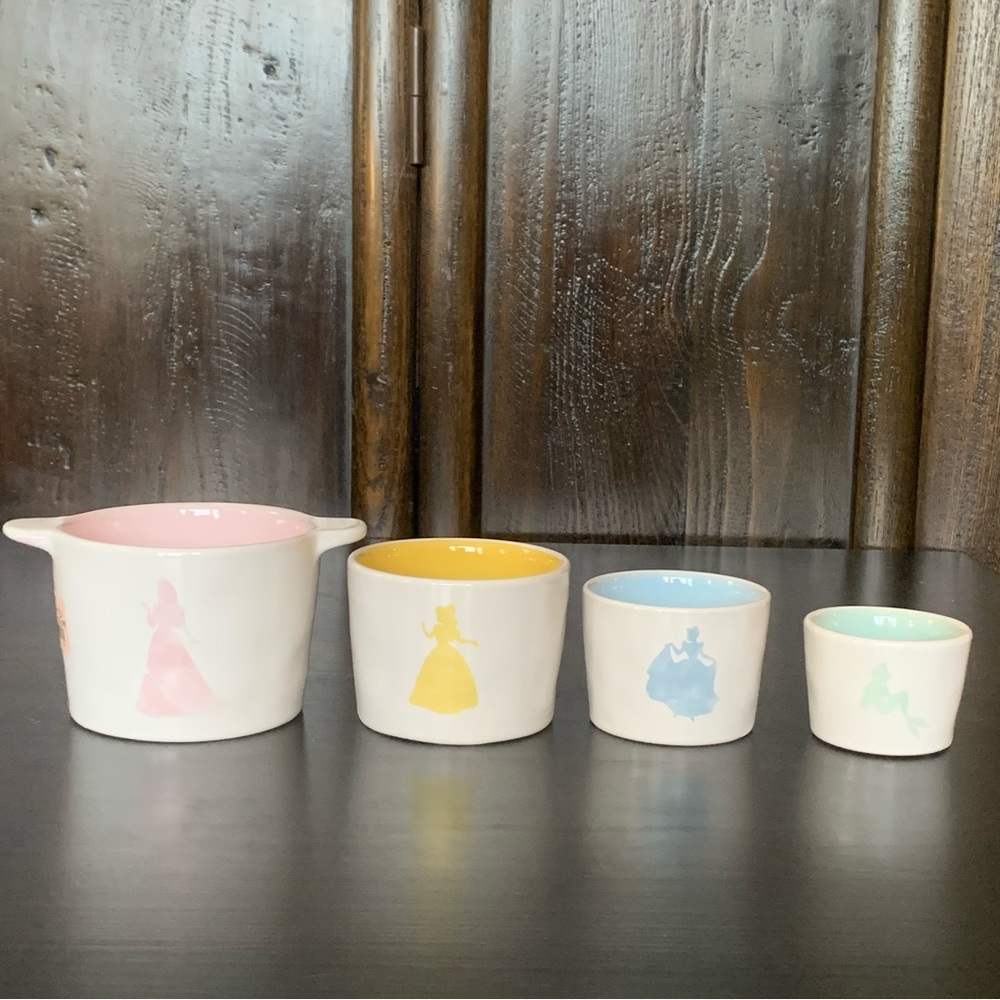 Rae Dunn Disney Princess Silhouette Ceramic Measuring Cup Set
